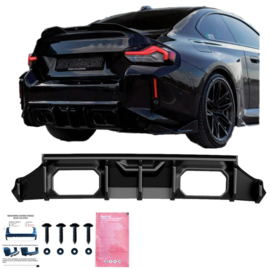 Oneway Achterbumperskirt (Diffuser) passend voor BMW M2 G87 Coupe 2023- - Glanzend zwart
