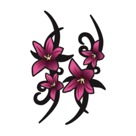 Stickerset Pink Tribal Flowers - 2x 23x9cm