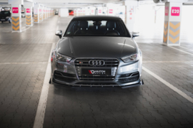 Maxton Design STREET PRO VOORSPLITTER + KLEPPEN AUDI S3 / A3 S-LINE SEDAN 8V Gloss Black