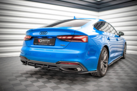Maxton Design CENTRALE ACHTERSPLITTER (MET VERTICALE SPIJLEN) AUDI A5 S-LINE F5 FACELIFT Gloss Black