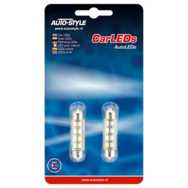 8Q LED/SMD Festoon Lampen Wit 42x10mm Set a 2 stuks