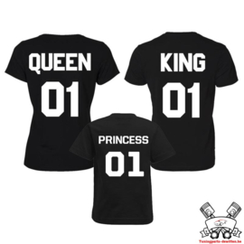 T-shirt King, Queen & Princess + rugnummer