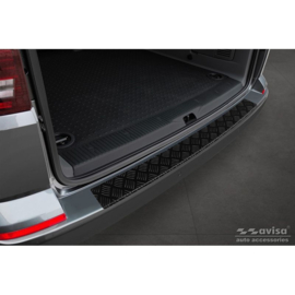 Matzwart Aluminium Achterbumperprotector passend voor Volkswagen Transporter T6 2015- & FL 2019- (met achterklep) 'Riffled plate'