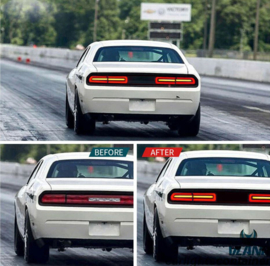 VLAND LED-achterlichten voor 2008-2014 Dodge Challenger met oranje sequentiële richtingaanwijzers Gerookt (oranje richtingaanwijzers)