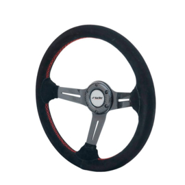 Simoni Racing Universeel Sportstuur Tommi - Carbon - Zwart Suède + Rode Stiksels - Diameter 350mm