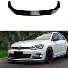 AutoStyle Voorspoilerlip passend voor Volkswagen Golf VII GTi/GTD/R/R-Line 2012-2017 (Glanzend Zwart ABS)