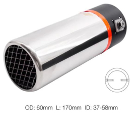 Simoni Racing Uitlaatsierstuk Rond RVS - Ø60xL170mm - Montage 37-57mm
