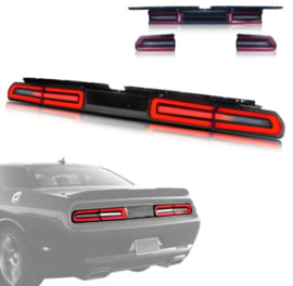 VLAND LED-achterlichten voor Dodge Challenger 2008-2014 W / sequentiële rode richtingaanwijzers Rood helder (rode richtingaanwijzer)