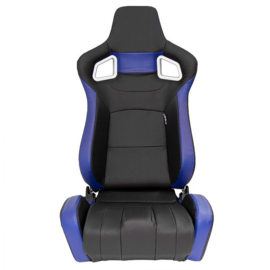 Sportstoel 'RS6-II' - Matzwart/Blauw Kunstleder - Dubbelzijdig verstelbare rugleuning - incl. sledes