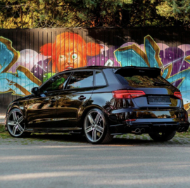 Oneway Achterbumperskirts (Hoeken) passend voor Audi S3 Sportback 8V Facelift 2016-2020 - Glanzend zwart (Enkel passend i.c.m. OW RV21033)