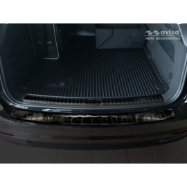 Zwart RVS Achterbumperprotector passend voor Audi A6 (C8) Avant 2018- 'Ribs' incl. S-Line & Allroad