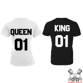 T-shirt King & Queen + rugnummer (Black&White)