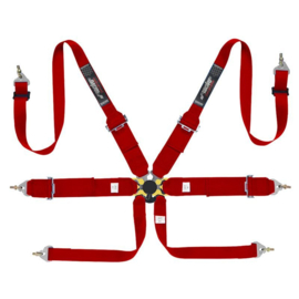 Simoni Racing Sportgordel 6-Punts/3-Inch Rood + Quick Release/FIA/E-keur/Hans Nekband