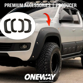 Oneway Set spatbordverbreders (Fender Flares) passend voor Volkswagen Amarok MK1 Facelift 2016-2022 - Matzwart