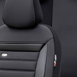 Universele Stoffen Stoelhoezenset 'Prestige' Zwart/Antraciet Geblokt - 11-delig - geschikt voor Side-Airbags