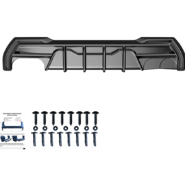 Oneway Achterbumperskirt (Diffuser) passend voor BMW 1-Serie F40 M-Pack/M135i (dubbele uitlaat L) 2019- - Glanzend zwart