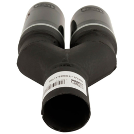 Ulter Sport Uitlaatsierstuk (links) - Dubbel Rond Ø70mm - Lengte 200/180mm - Montage ->50mm - RVS Zwart
