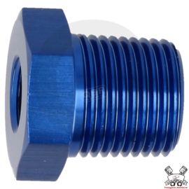 Verloop male / female 1/2 - 3/8 npt Blauw