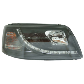 Set Koplampen incl. DRL passend voor Volkswagen T5 2003-2010 - Zwart - incl. Motor