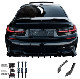Oneway Achterbumperskirts (Hoeken) passend voor BMW 3-Serie G20/G21 M-Pack 2018-2022 - Glanzend zwart