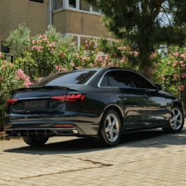 Oneway Achterbumperskirt (Diffuser) passend voor Audi A4 (B9) Sedan/Avant Facelift 2019-2024 - Glanzend zwart