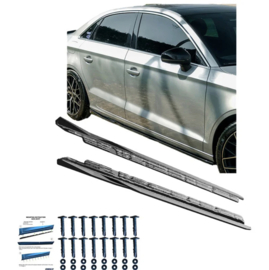 Oneway Set Sideskirts passend voor Audi A3 (8V) Sedan Facelift 2016-2020 - Glanzend zwart