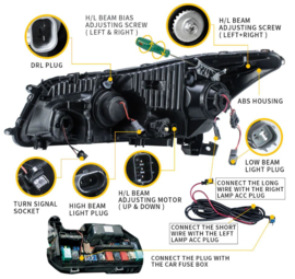 VLAND LED-koplampen voor 2008-2012 Honda Accord Sedan (niet voor 2-deurs coupé) Stijl: Zonder demonenogen