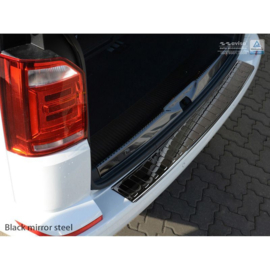 Zwart-Chroom RVS Achterbumperprotector passend voor Volkswagen Transporter T6 2015-2019 & FL 2019-2020 & T6.1 2020-2022 (met achterklep) 'Ribs'