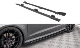 Maxton Design STREET PRO SIDESKIRTS DIFFUSERS + FLAPS AUDI S3 / A3 S-LINE SPORTBACK 8V FACELIFT Gloss Black