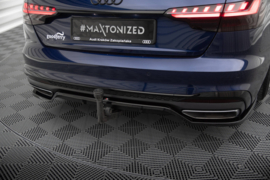 Maxton Design CENTRALE ACHTERSPLITTER (MET VERTICALE SPIJLEN) V.2 AUDI A4 S-LINE B9 FACELIFT Gloss Black