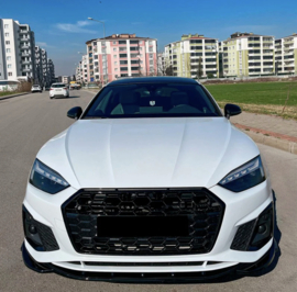 Oneway Voorspoilerlip passend voor Audi A5 S-Line/S5 F5 Facelift 2019- - Glanzend zwart