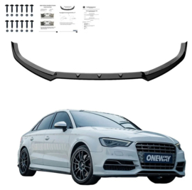 Oneway Voorspoilerlip passend voor Audi S3 8V (Sedan/Cabrio) 2013-2016 - Versie 2 - Glanzend zwart