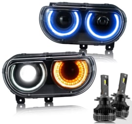 VLAND LED RGB-koplampen voor Dodge Challenger 2008-2014 Multi kleur veranderende koplampen Met LED-lampen