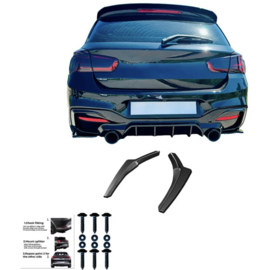 Oneway Achterbumperskirts (Hoeken) passend voor BMW 1-Serie F20/F21 M-Power Facelift 2015-2019 - Glanzend zwart
