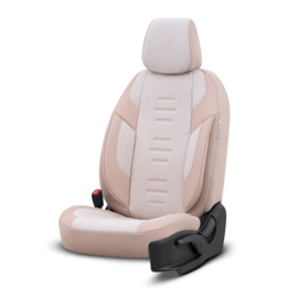 Universele Linnen/Leder/Stoffen Stoelhoezenset 'Throne' Crème - 11-delig - geschikt voor Side-Airbags