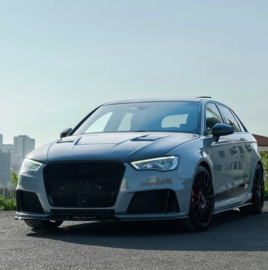 Oneway Voorspoilerlip passend voor Audi RS3 8V Sportback 2015-2016 - Glanzend zwart