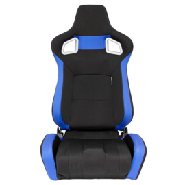 Sportstoel 'RS6-II' - Zwart/Blauw Stof - Dubbelzijdig verstelbare rugleuning - incl. sledes