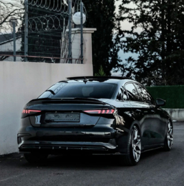 Oneway Achterbumperskirt (Diffuser) passend voor Audi A3 (8Y) Sedan/Sportback 2020-2024 excl. S-Line/S3/RS3 - Glanzend zwart