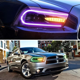 VLAND LED RGB-koplampen voor Dodge Charger 2011-2014 Style Dual Beam RGB Headlights Without Bulbs