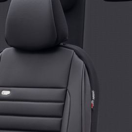 Universele Leder/Stoffen Stoelhoezenset 'Royal' Zwart/Antraciet - 11-delig - geschikt voor Side-Airbags