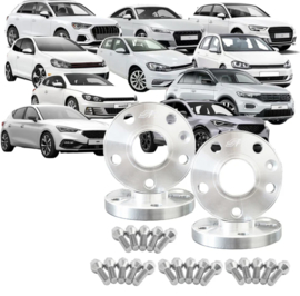 Simoni Racing Aluminium Spoorverbreder Set - 2x15mm(VA) - 2x20mm(AA) (Naaf 57,1mm) inclusief wielbouten - passend voor Audi, VW, Seat, Cupra diversen