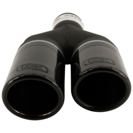 Ulter Sport Uitlaatsierstuk (rechts) - Dubbel Rond Ø70mm - Lengte 200/180mm - Montage ->50mm - RVS Zwart