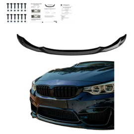 Oneway Voorspoilerlip passend voor BMW M3 F80 2014-2018 & M4 F82 2014-2021 - Glanzend zwart