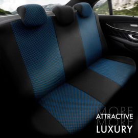 Universele Stoffen Stoelhoezenset 'Attraction' Zwart/Blauw - 11-delig - geschikt voor Side-Airbags