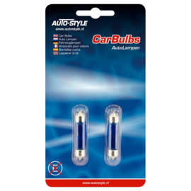Festoon Lampen 10W/12V 11x39mm Blauw (Coated), set à 2 stuks
