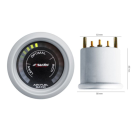 Simoni Racing Digitaal Instrument Air-Fuel - lucht/brandstofverhouding - 52mm - Alu Rand