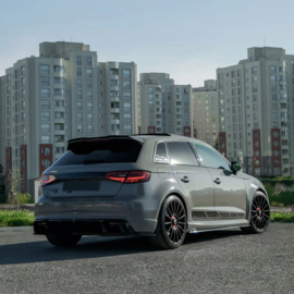 Oneway Achterbumperskirt (Diffuser) passend voor Audi RS3 8V Sportback 2015-2016 - Glanzend zwart