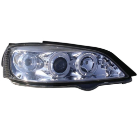 Set Koplampen passend voor Opel Astra G 1998-2003 - Chroom - incl. Angel-Eyes - Type 2