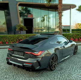 Oneway Achterbumperskirts (Hoeken) passend voor BMW 4-Serie G22/G23 Coupe/Cabrio M-Pack/M440i 2020-2024 & Facelift 2024- - Glanzend zwart