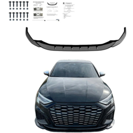 Oneway Voorspoilerlip passend voor Audi A3 S-Line/S3 8Y 2020-2024 - Versie 2 - Glanzend zwart